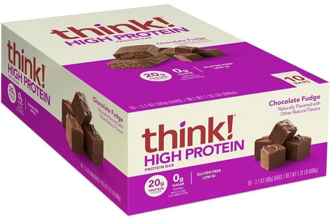 think! 단백질 바 고단백 스낵 글루텐 프리 코셔 친화 초콜릿 퍼지 영양 바 10개입 (포장은 다를 수 있습니다) 600g - 쿠팡