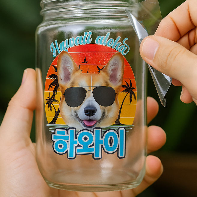 반려동물 방수 UV 텀블러 머그컵 유리컵 스티커 맞춤제작, 04.하와이