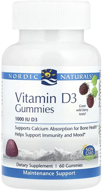 Nordic Naturals 비타민D3 구미젤리 야생 베리 1000IU 구미젤리 60개, NordicNaturals비타민D3구미젤리야생베리100, 1개 - 쿠팡