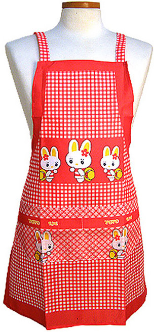 도매짱 캐릭터 주방 앞치마 식당 조리복 청소 위생 업소 방수, A.체크레드래빗스, 1개