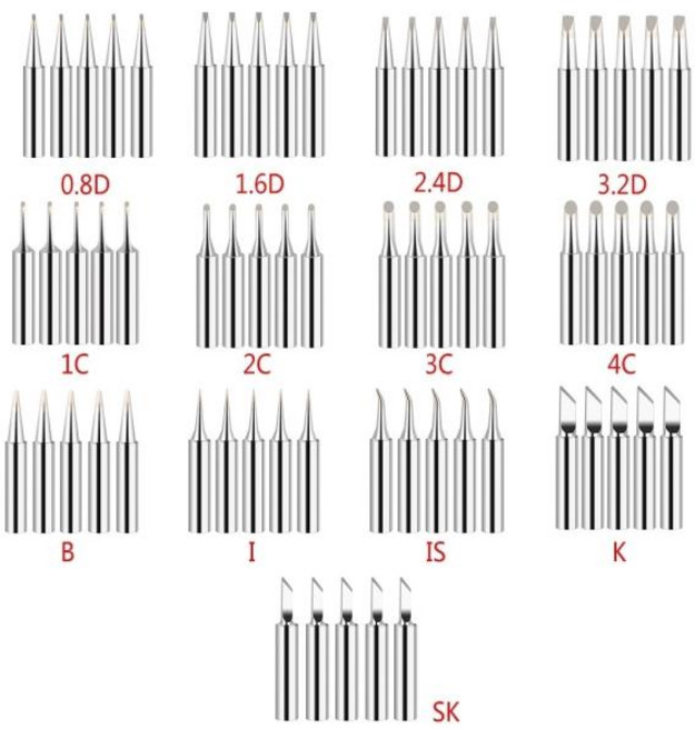 5Pcs 900M-T 납땜 인두 팁 IS/I/B/K/SK/2.4D/3.2D/1C/2C/3C/4C 무연 용접 헤드, 02 900M-T-2C, 01 빠른