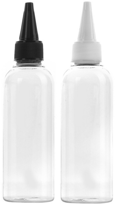 [25개묶음판매] 뾰족캡용기 30ml 50ml 60ml 75ml 80ml 100ml 오일병 염색약공병, 100ml 투명용기, 흰색캡, 10개