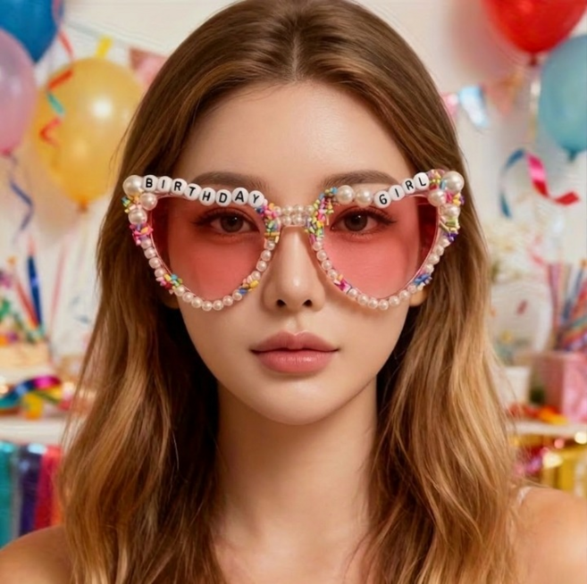 일루오슈 생일 안경 파티 선글라스 해피벌스데이 홈파티, 1개, 핑크