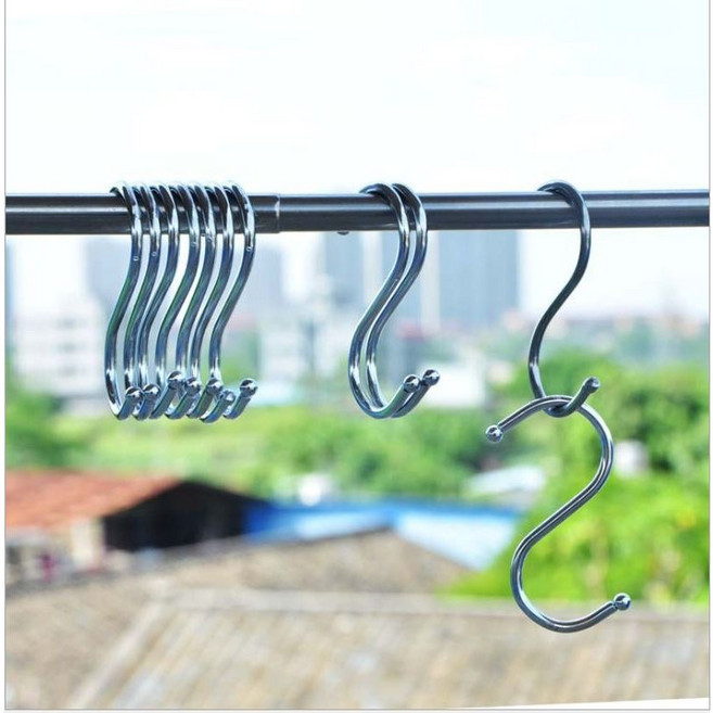 다용도 스테인레스 S자 고리 소, 실버, 10개