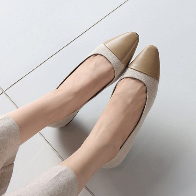 바닐라슈 아로밍 배색 코팅굽 플랫슈즈 2cm