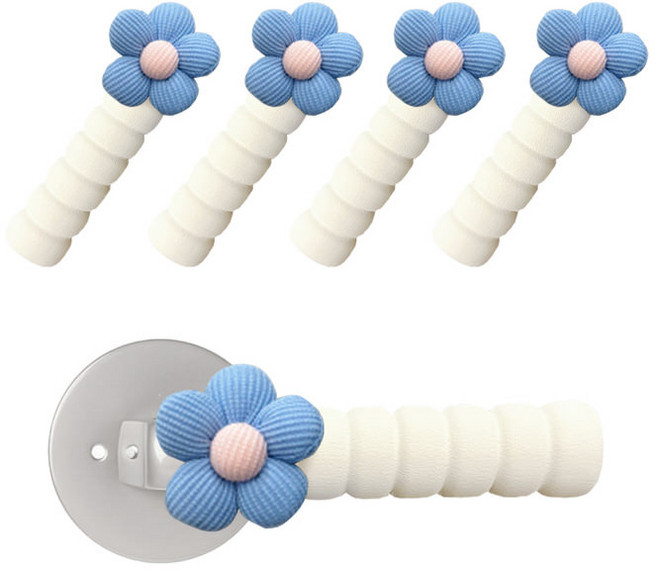리엔떼 플라워 문콕방지 도어범퍼 문손잡이 보호쿠션 커버 4P, 블루