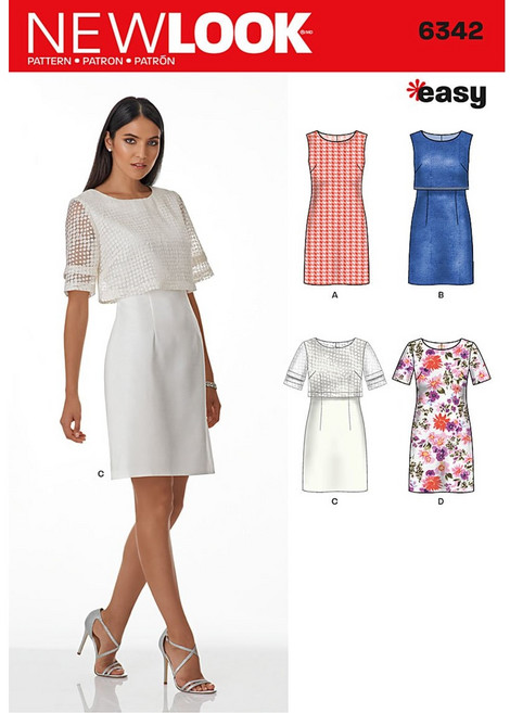 단순성 새로운 룩 패턴 UN6342A Overbodice 유 Simplicity New Look Patterns UN6342A Misses' Dress with or Without