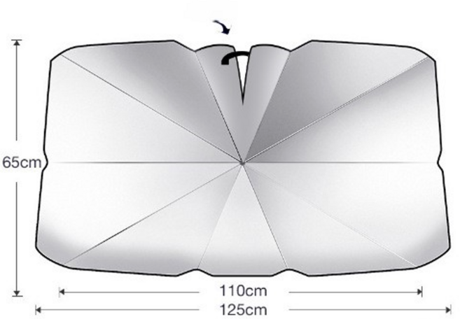 제이티원 차량용 UV 암막 우산형 햇빛가리개, S, 1개, 블랙실버코팅