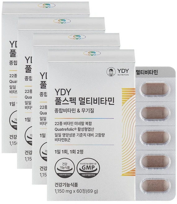 YDY 풀스펙 멀티비타민, 4개, 60정 - 쿠팡