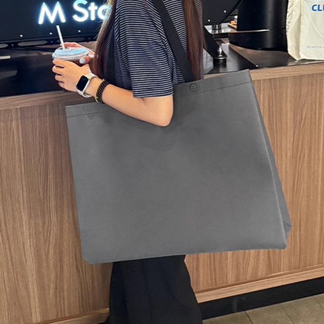 에코로버 미니멀 장바구니 부직포 쇼핑백 대형, 그레이, 1개