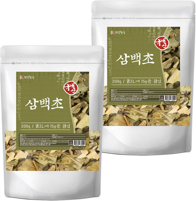 건강중심 국산 말린 삼백초 잎, 2개, 200g