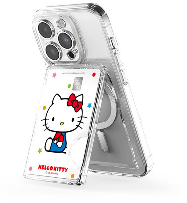 산리오 투명 마그네틱 멀티 스탠드 카드지갑(맥세이프 호환), 1개, 위크앤드_헬로키티