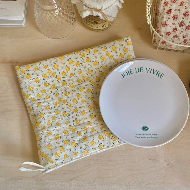 거즈행주 고리 키친크로스 주방핸드타올 국내제작, 1개, 14번 미니장미 노랑