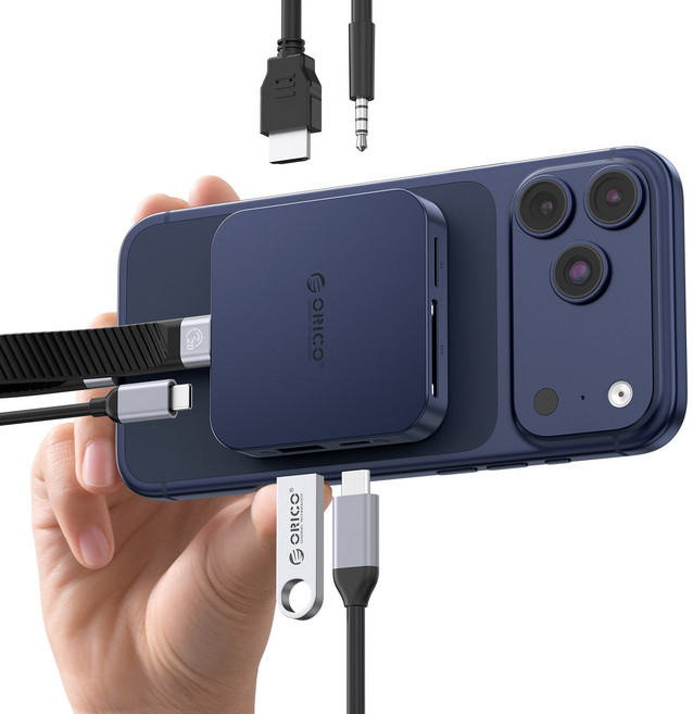 오리코 C타입 8 in 1 M.2 2230 NVMe 오디오 SD/TF 카드 슬롯 HDMI 4K@60Hz PD100W 도킹스테이션 MG7-G2, 블루, 1개