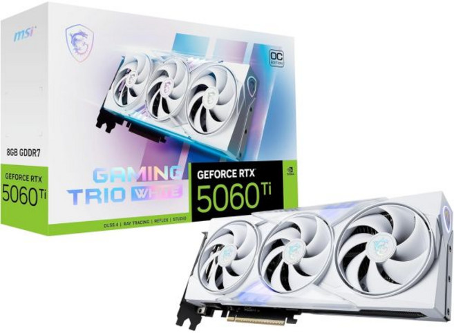 MSI 게이밍 RTX 5060 Ti 8G 게이밍 트리오 OC 화이트 그래픽 카드 (8GB GDDR7 128비트 극한 성능: 2662 MHz 디스플레이포트 x3 2.1a, MSI 게이밍 RTX 5060 Ti 8G 트리오 OC