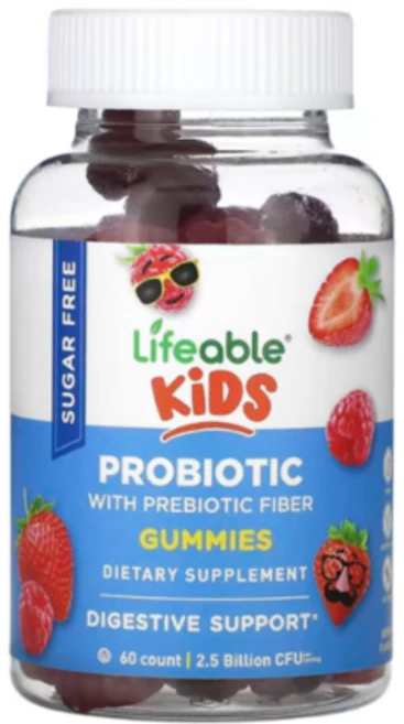 라이프에이블 키즈 프로바이오틱 식이섬유 베리 무설탕 25억CFU 60 구미젤리, 1개, 구미젤리 60개, 구미젤리 60개 - 쿠팡