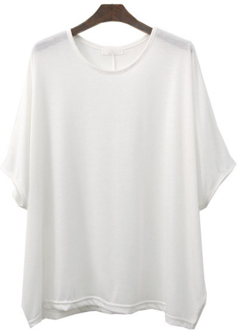 가오리 스판 반팔 티셔츠 여성 빅사이즈 베이직 라운드 오버핏 루즈 66-120