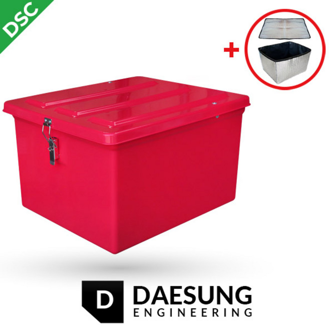 대성 배달통 강화플라스틱 사각6번 오토바이배달통 자주색+PVC이중 보온내피포함 100L