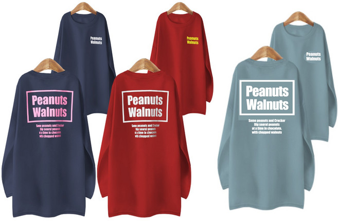 블론디 여성용 피넛츠 기모 롱 긴팔 티셔츠