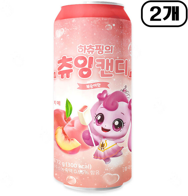 프린세스 캐치티니핑 하츄핑의 츄잉캔디 복숭아맛, 2개, 72g, 오렌지