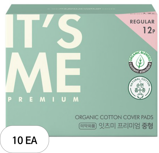 잇츠미 프리미엄 생리대 날개형, 중형, 12개입, 10개