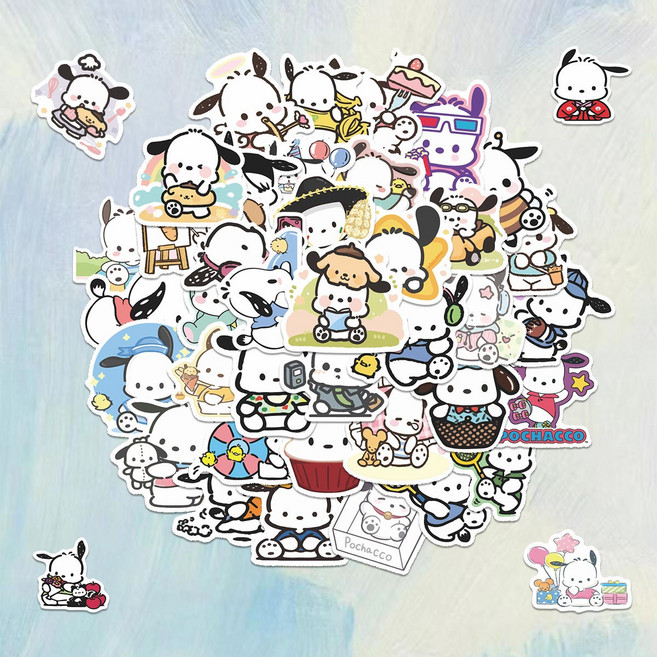 번블랙 산리오 캐릭터 굿즈 스티커 헬로키티 쿠로미 마이멜로디 시나모롤 포챠코, 1개, 포챠코 A