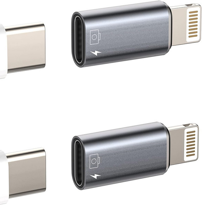 OTG 어댑터2팩USB C 여성에서 라이트닝 남성 충전기 데이터 동기화 동글 타입-c 카메라 카드 리더 플래시 드라이브 마우스 키보드 U 디스크 변환기 14 13 11 12 Pro, 아이폰 OTG 어댑터2팩 USB C 암 to 라이트닝