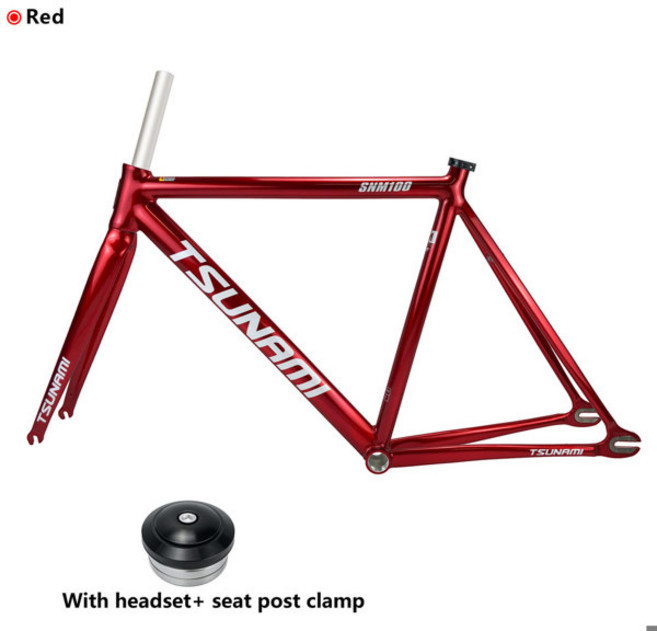 색상 TSUNAMI SNM 100 픽시 자전거 프레임셋 700C 알루미늄 합금 프레임 레이싱 트랙 픽시 자전거 프레임 세트 포크 포함, [00] 49cm, [00] Red