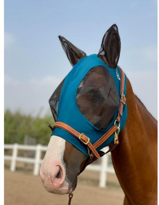 Horse Fly Mask Super Comfort Elastcty wth Ears We Only Make Products that Horses Lke… (Dark Green, Dark Green, M