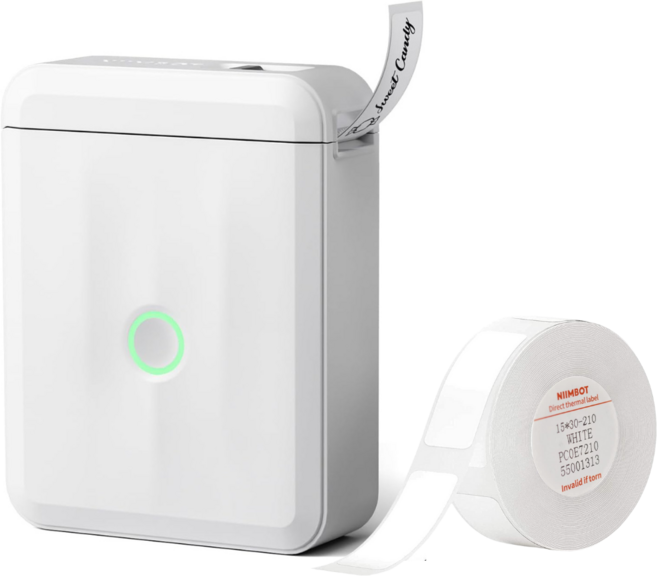 님봇 Niimbot D110 네임스티커 라벨프린터 (라벨지1개포함), D110M화이트+화이트15x50, 1세트