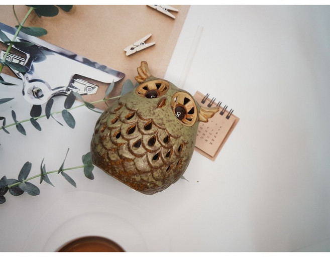 이현아트 옥색 부엉이 캔들홀더 장식, 02 부엉이(중)