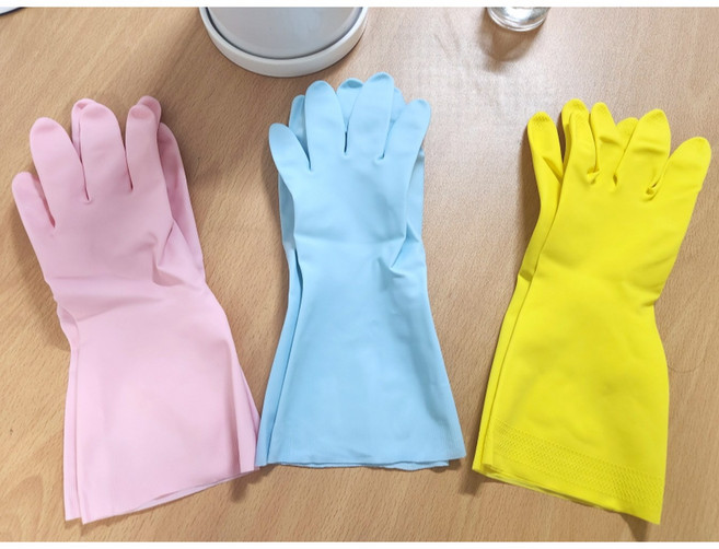 3컬레 DUNLOP천연고무장갑 중(M) 3색상 핑크 블루 옐로세트 용도별 사용가능 끼고벗기 쉬운 면코팅처리, 핑크,블루,옐로우, 1세트