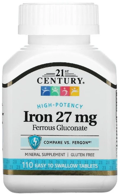 21st Century (21세기 센트리) 고효능 철분 27mg 삼키기 쉬운 정제 110정 - 쿠팡