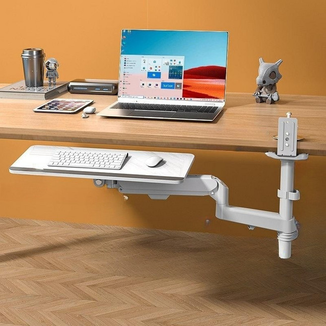 키보드 거치대 DIY 조립형 트레이 각도조절 받침대 책상용 경사 파이프, 기계식암 블랙