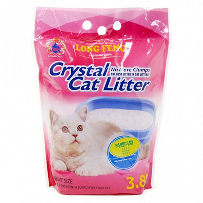 룽펑 크리스탈 고양이 모래, 3.8L, 1개, 라벤다향