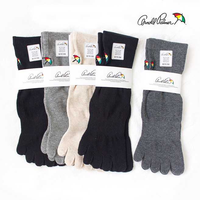 아놀드파마 여자발가락양말 5족세트 중목 무지 심플 기본양말 데일리삭스 무좀양말