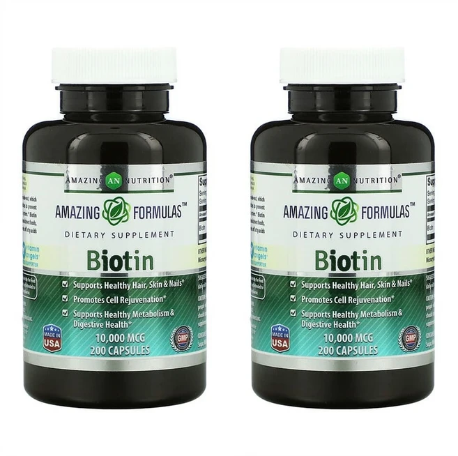 [정품보장]비오틴 10000mcg AmazingNutrition Biotin 200정 X 2병, 2개 - 쿠팡