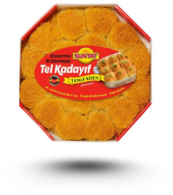 Suntat Turkish Tel Kadayif Dessert Crispy Dough Threads 선탓 터키쉬 텔 카다이프 디저트 바삭한 누들 페이스트리 프레스 오븐용, 3개, 400g