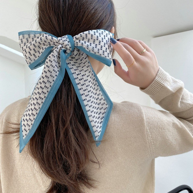 프렌치 로맨틱 ins 초선미 오이겐사 잔스카프 빈티지 시스루 투명 리본06