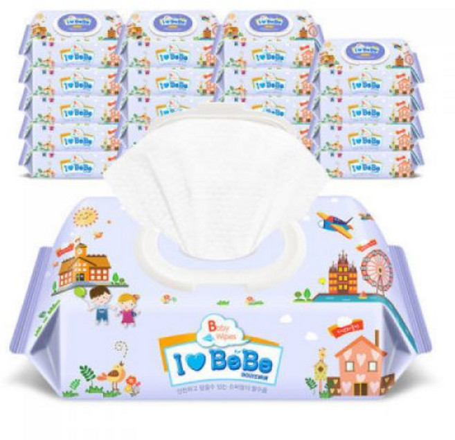 엠보 아기물티슈 보라 20팩 캡형 80매, 52g