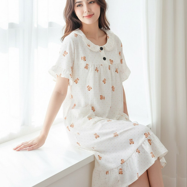 캐리루시 여성 요루 프릴 반팔 주머니 원피스