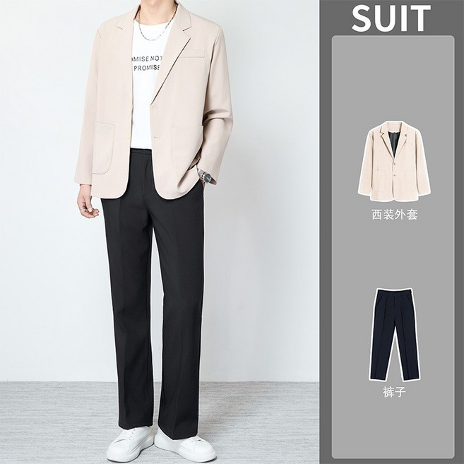 男士休閒西服套裝 垂感寬鬆韓版西裝外套