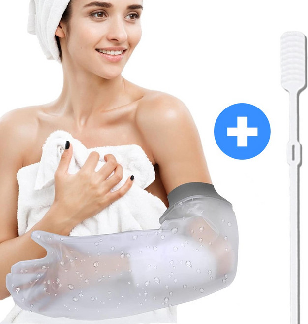 굿앤윌 깁스 방수커버 +깁스긁개 세트 통깁스 기브스 샤워, 1개, 팔 소+깁스긁개