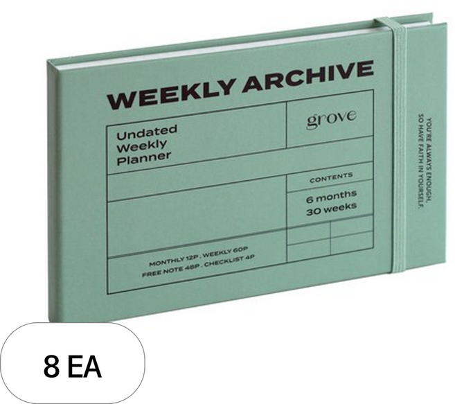 아이코닉 위클리 아카이브 플래너 6개월 만년형 다이어리, 8세트, GROVE