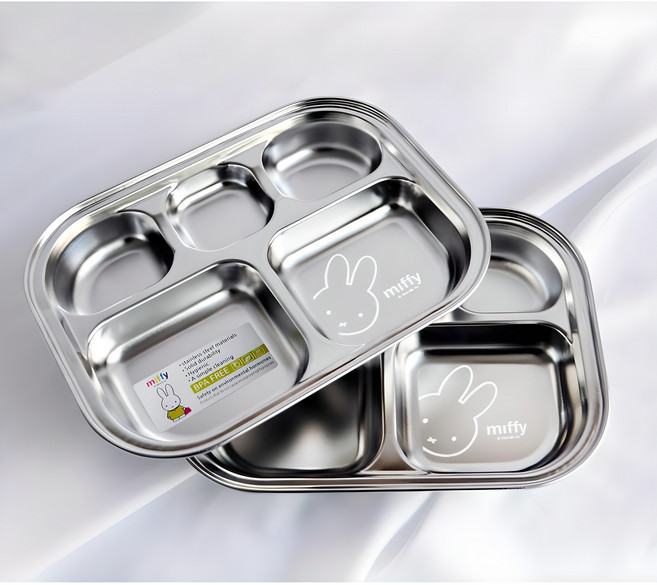 키친유 미피 겹쳐지는 스텐 식판 5구, 2개