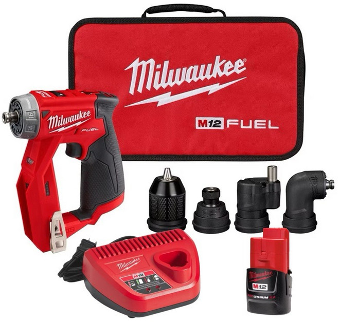 含稅 Milwaukee M12 2505-20無碳刷馬達 多功能 四合1 拆裝機 電鑽 起子機, 1個, 平行輸入美規（2.0+充+側翻袋）
