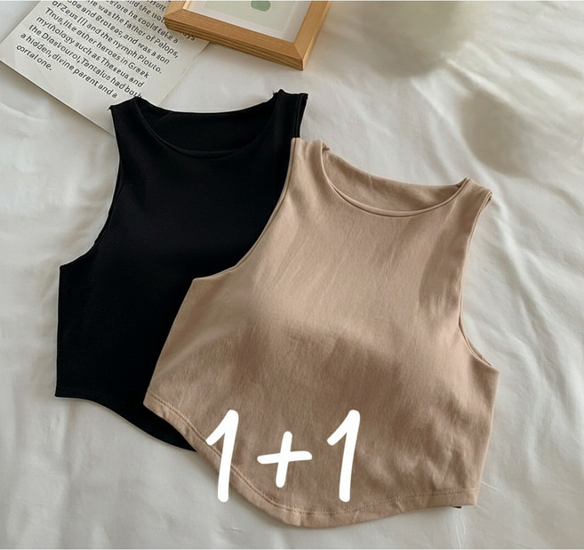 Shopflix 여자 슬림핏 크롭탑 브라캡나시 민소매 브라나시 노와이어브라 크롭티