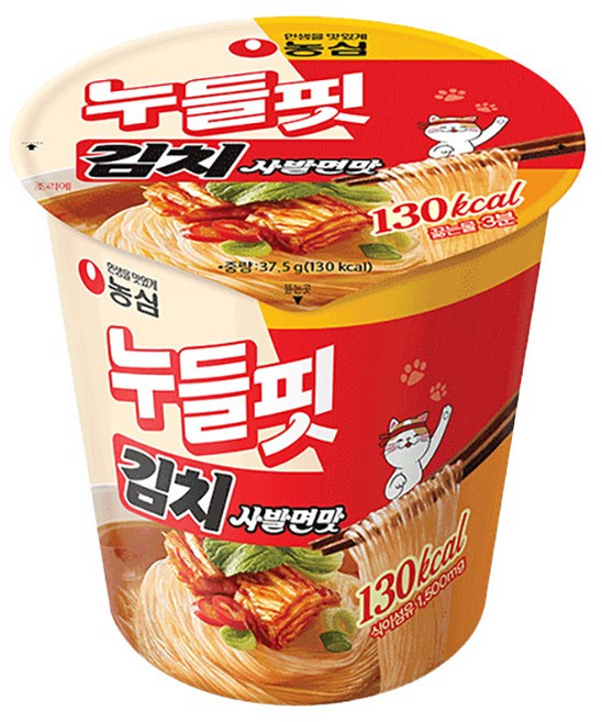 농심 누들핏 김치사발면맛 37.5g / 저칼로리 컵라면 소컵, 10개