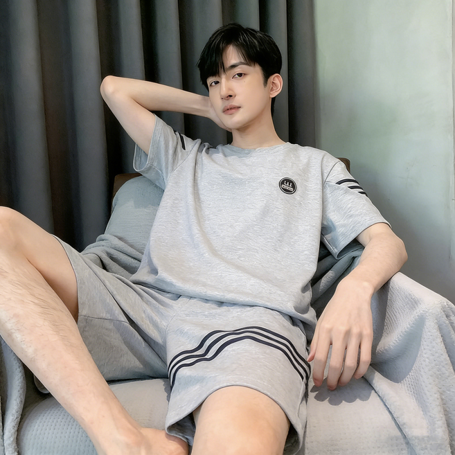 여름남성 파자마 반팔 면 소재 얇은 외출 가능 빅사이즈 홈웨어