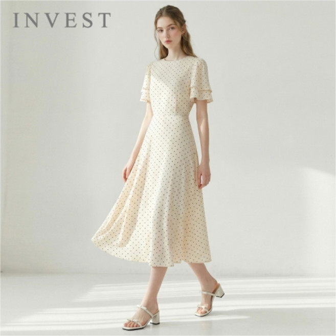 도트 나염 날개 소매 쉬폰 원피스_INI6M1OP3691